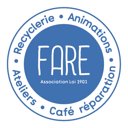 Association Le FARE - Logo du FARE en bleu - les cafés de la réparation