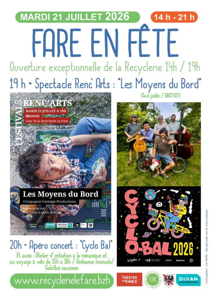 FARE en Fête autour d'un Renc'Art et d'un apéro Cyclo Bal le mardi 21 juillet 2026 à la recyclerie Le FARE de Broons