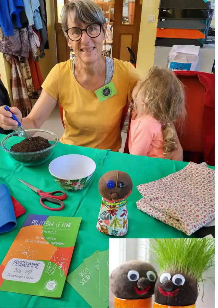 Samedi 24 octobre 2026, atelier enfant dès 3 ans pour créer son M ou Mm patate en herbe à la recyclerie Le FARE